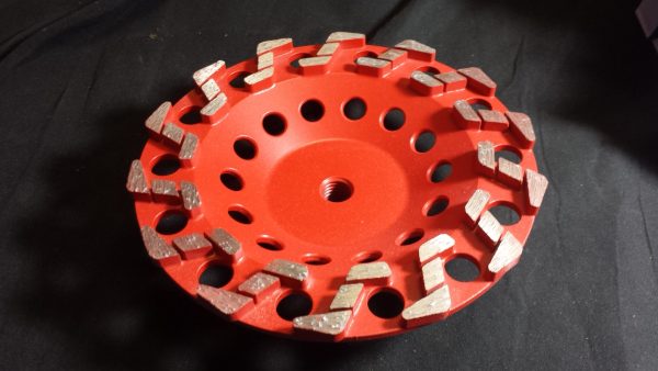 J-Segment/Red/Cobra 7" 20 grit Diamond Cupwheel 7/8-5/8