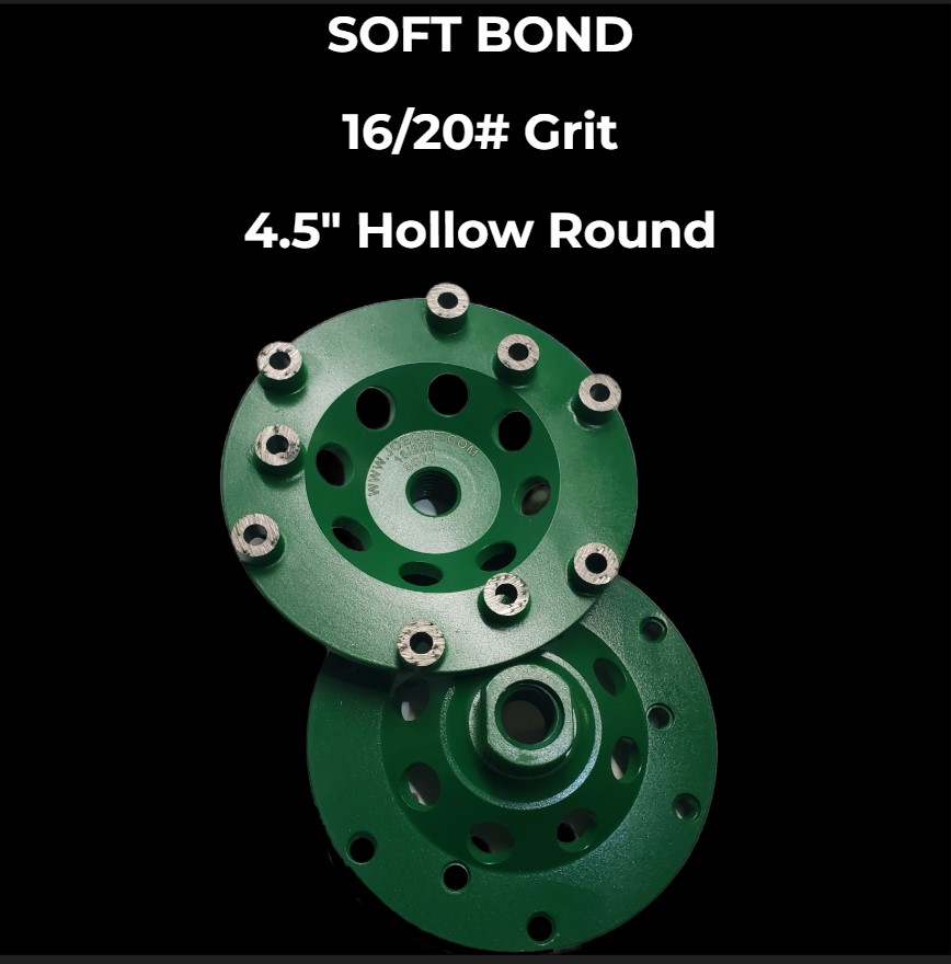 4.5" Hollow Round SOFT BOND Cupwheel 16/20# Grit - Image 3